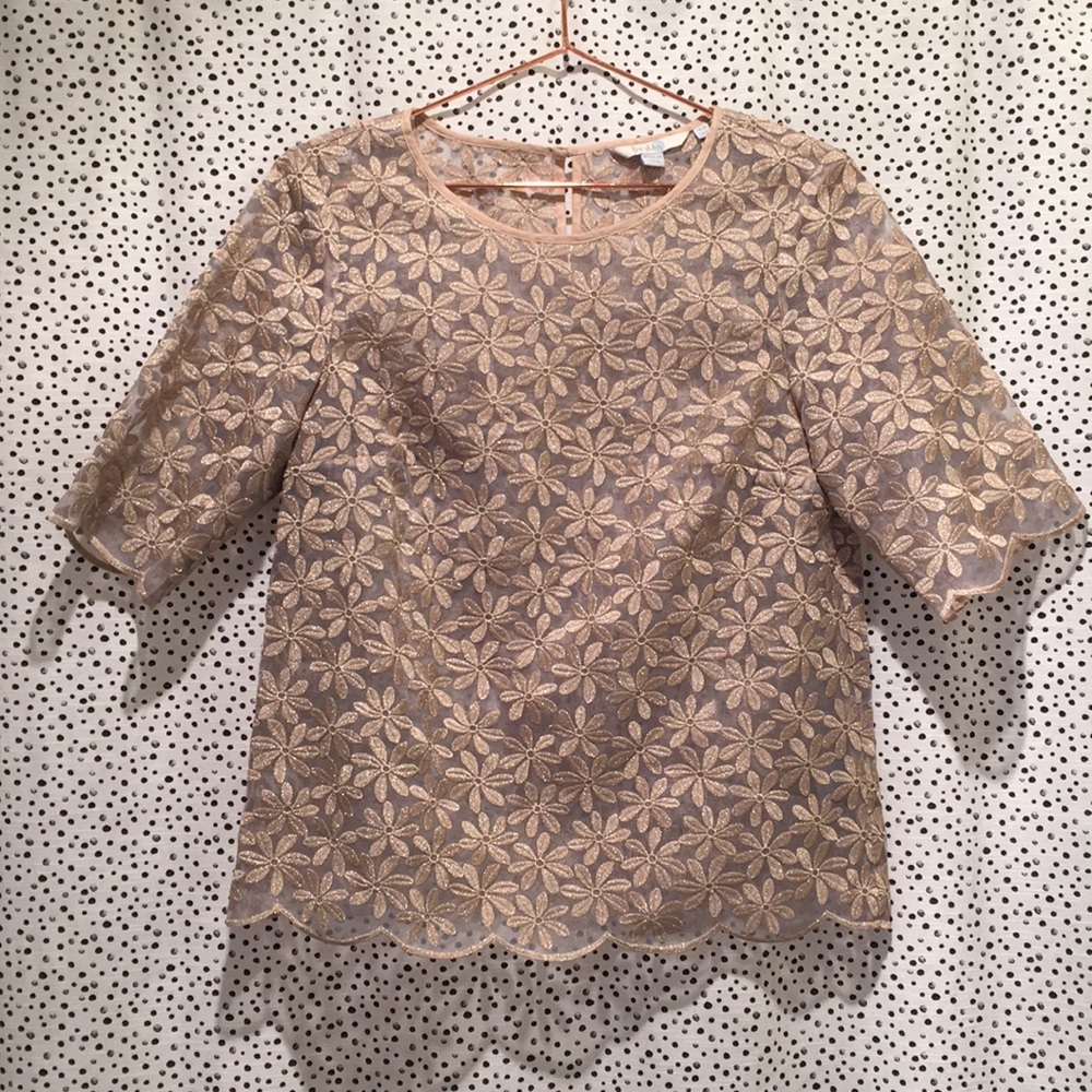 Boden US 6 sheer floral embroidered blouse